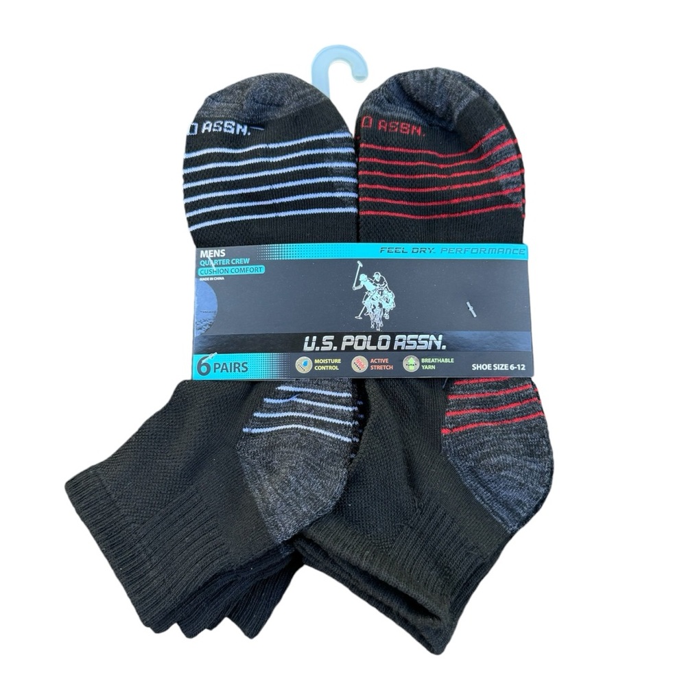 U.S. Polo Assn Men’s Cushioned Athletic Sports Comfort 6 Pairs Pack